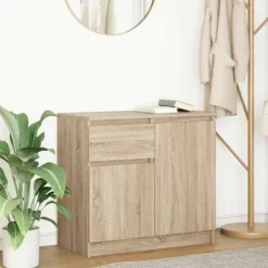 vidaXL Sideboards>Skänk med låda sonoma ek 71x35x65 cm konstruerat trä