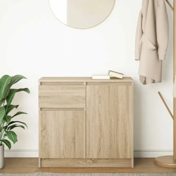 vidaXL Sideboards>Skänk med låda sonoma ek 71x35x65 cm konstruerat trä