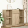 vidaXL Sideboards>Skänk med låda sonoma ek 101x35x76 cm konstruerat trä