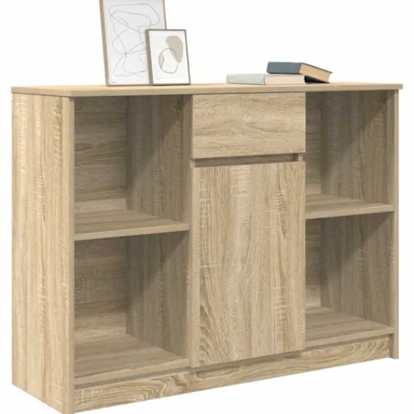 vidaXL Sideboards>Skänk med låda sonoma ek 101x35x76 cm konstruerat trä
