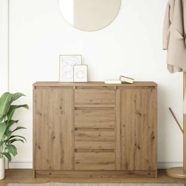 vidaXL Sideboards>Skänk med lådor hantverksmässig ek 100,5x35x76 cm