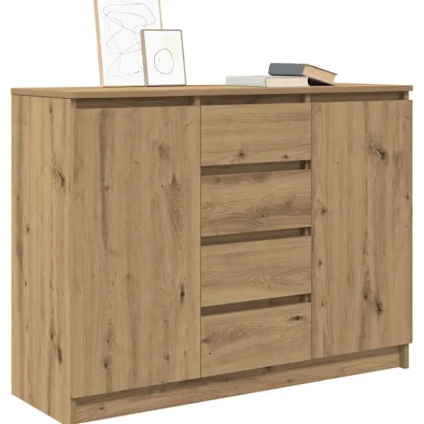 vidaXL Sideboards>Skänk med lådor hantverksmässig ek 100,5x35x76 cm