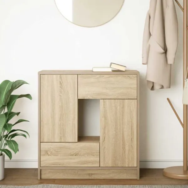 vidaXL Sideboards>Skänk med lådor och dörrar sonoma ek 70,5x34x74,5 cm