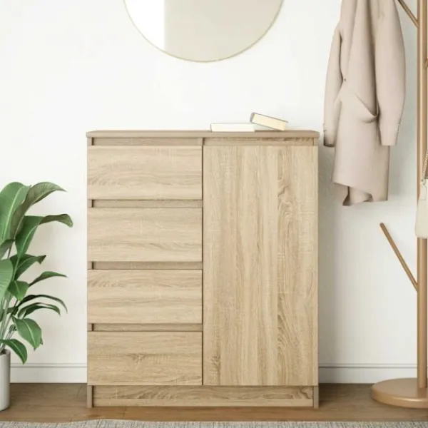 vidaXL Sideboards>Skänk med lådor sonoma ek 71x35x84 cm konstruerat trä