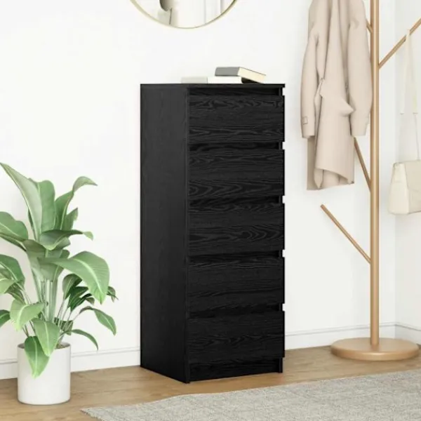 vidaXL Byråer>Skänk med lådor svart ek 37,5x35x99 cm konstruerat trä