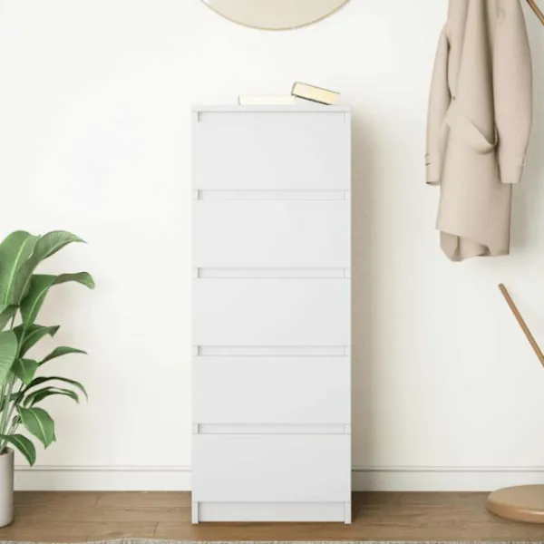 vidaXL Byråer>Skänk med lådor vit 37,5x35x99 cm konstruerat trä