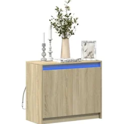 vidaXL Sideboards>Skänk med LED sonoma-ek 72x34x61 cm konstruerat trä
