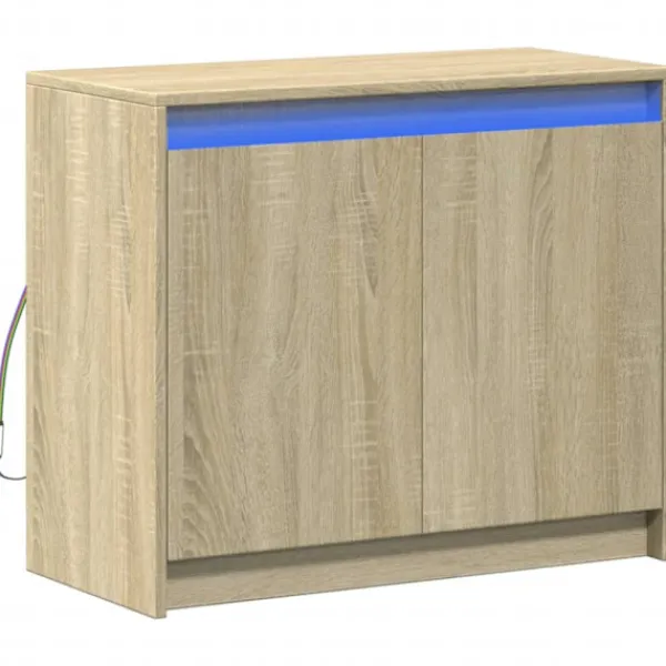 vidaXL Sideboards>Skänk med LED sonoma-ek 72x34x61 cm konstruerat trä