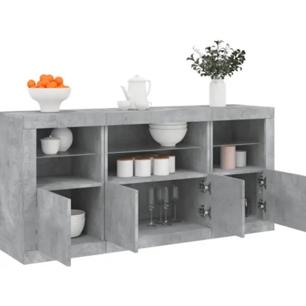 vidaXL Sideboards>Skänk med LED-belysning betonggrå 142,5x37x67 cm