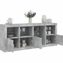 vidaXL Sideboards>Skänk med LED-belysning betonggrå 164x37x67 cm