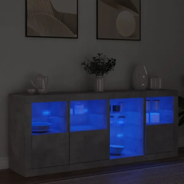 vidaXL Sideboards>Skänk med LED-belysning betonggrå 164x37x67 cm