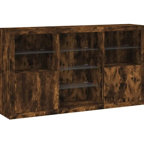 vidaXL Sideboards>Skänk med LED-belysning rökfärgad ek 181,5x37x100 cm