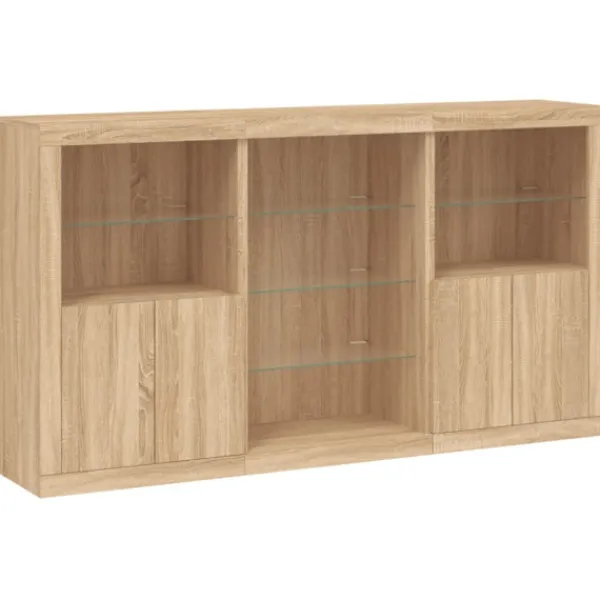 vidaXL Sideboards>Skänk med LED-belysning sonoma-ek 181,5x37x100 cm