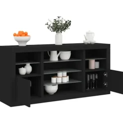 vidaXL Sideboards>Skänk med LED-belysning svart 142,5x37x67 cm