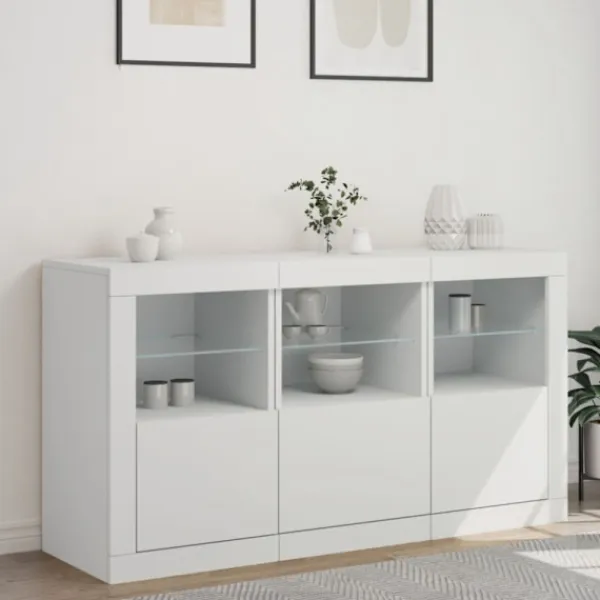 vidaXL Sideboards>Skänk med LED-belysning vit 123x37x67 cm