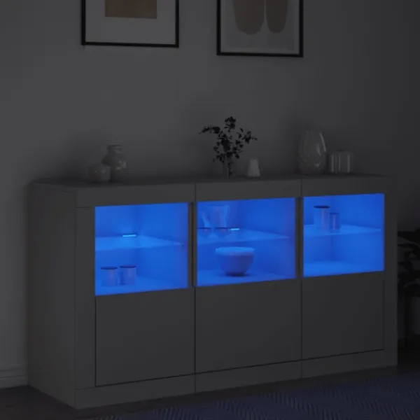 vidaXL Sideboards>Skänk med LED-belysning vit 123x37x67 cm