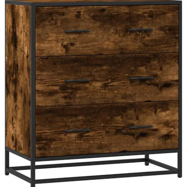 vidaXL Byråer>Skänk rökfärgad ek 68x35x76 cm konstruerat trä och metall