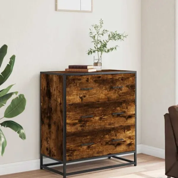 vidaXL Byråer>Skänk rökfärgad ek 68x35x76 cm konstruerat trä och metall
