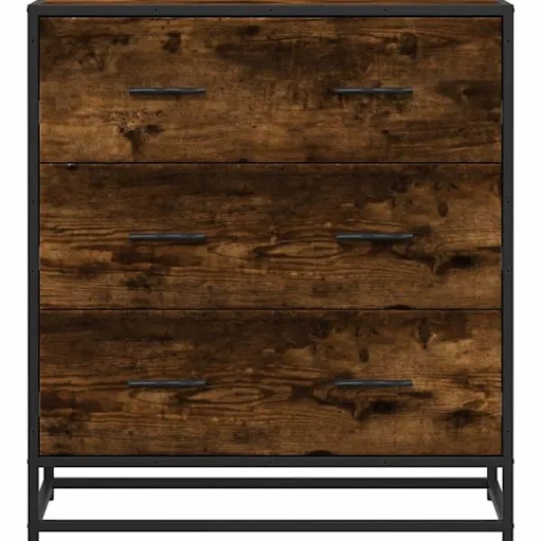 vidaXL Byråer>Skänk rökfärgad ek 68x35x76 cm konstruerat trä och metall
