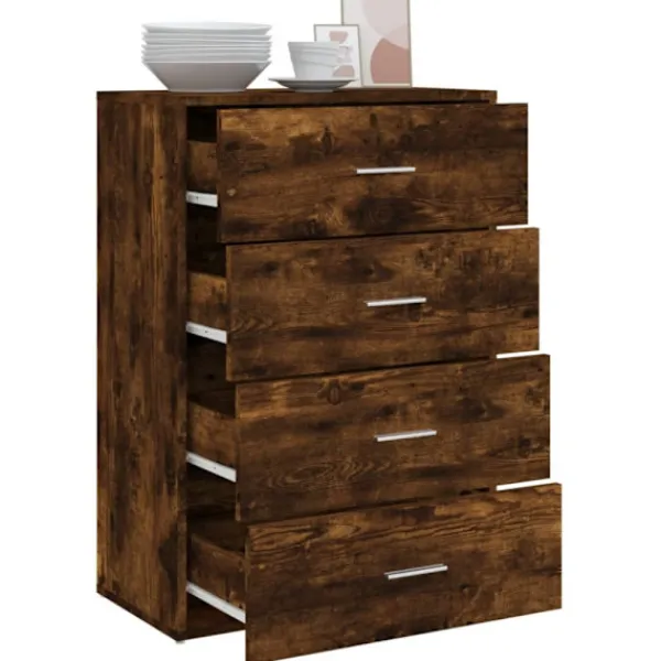vidaXL Byråer>Skänk rökfärgad ek 60x31x84 cm konstruerat trä