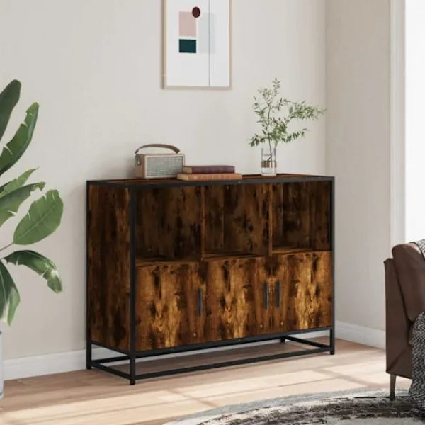 vidaXL Sideboards>Skänk rökfärgad ek 100x35x76 cm konstruerat trä