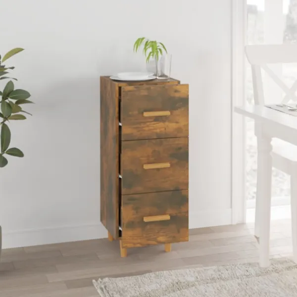 vidaXL Byråer>Skänk rökfärgad ek 34,5x34x90 cm konstruerat trä