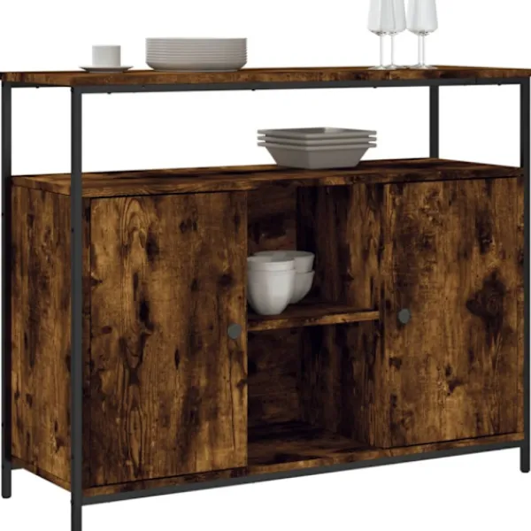 vidaXL Sideboards>Skänk rökfärgad ek 100x35x80 cm konstruerat trä