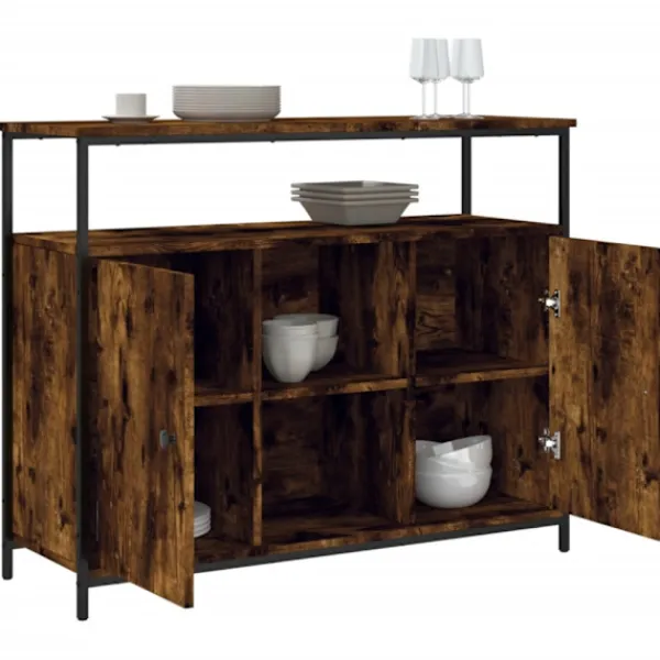 vidaXL Sideboards>Skänk rökfärgad ek 100x35x80 cm konstruerat trä