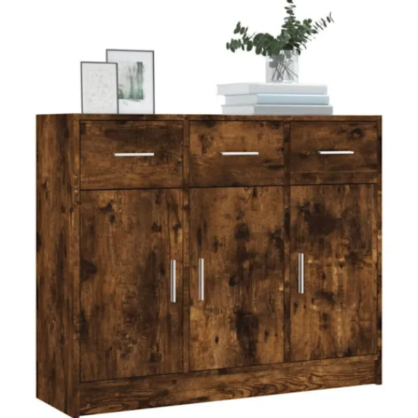 vidaXL Sideboards>Skänk rökfärgad ek 91x28x75 cm konstruerat trä