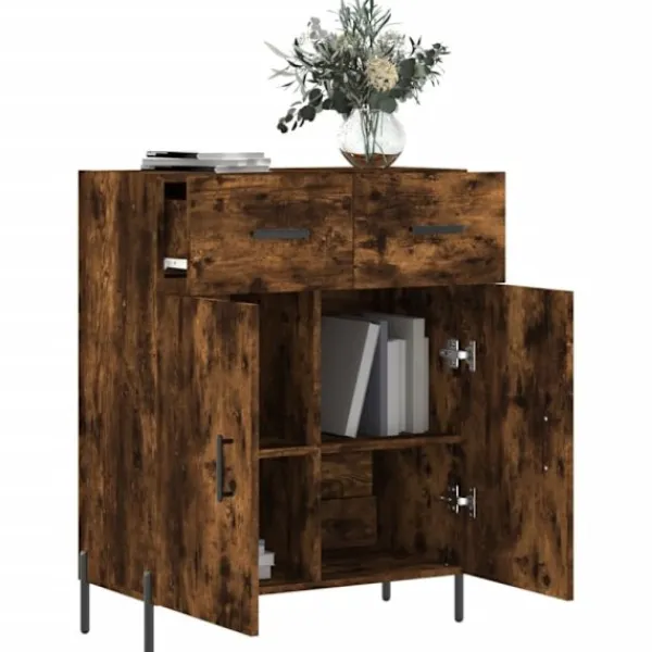 vidaXL Sideboards>Skänk rökfärgad ek 69,5x34x90 cm konstruerat trä