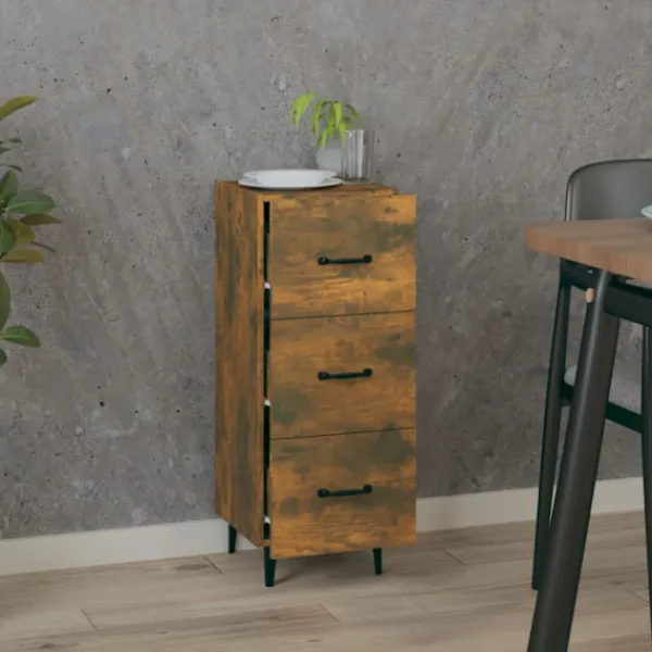 vidaXL Byråer>Skänk rökfärgad ek 34,5x34x90 cm konstruerat trä
