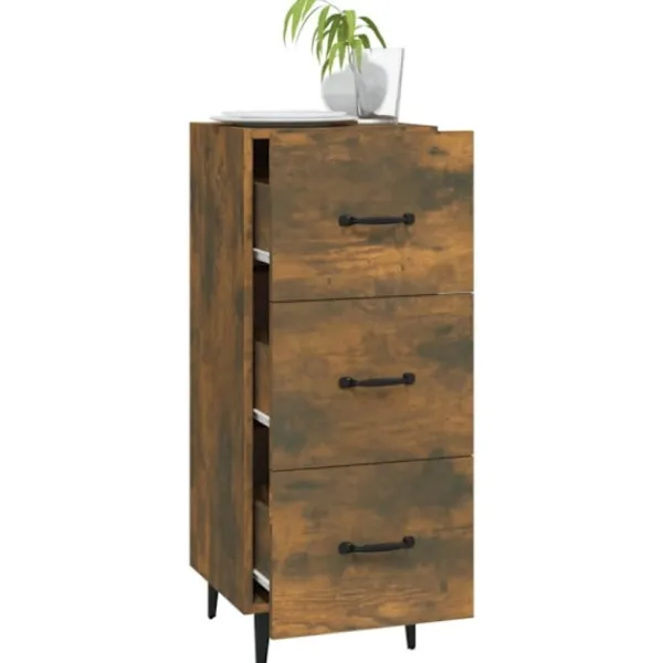 vidaXL Byråer>Skänk rökfärgad ek 34,5x34x90 cm konstruerat trä