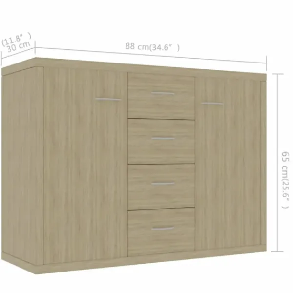vidaXL Byråer>Skänk sonoma-ek 88x30x65 cm konstruerat trä