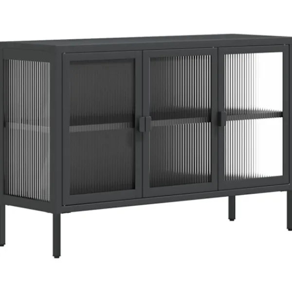 vidaXL Skåp>Skänk svart 105x35x70 cm glas och stål