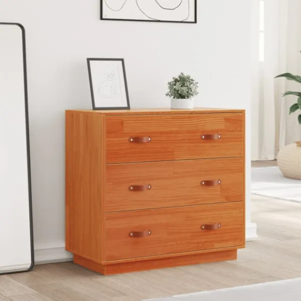 vidaXL Byråer>Skänk vaxbrun 80x40x75 cm massiv furu