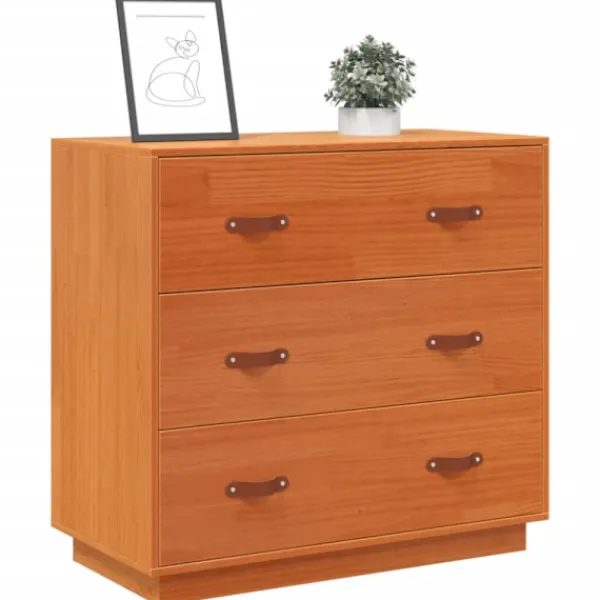 vidaXL Byråer>Skänk vaxbrun 80x40x75 cm massiv furu