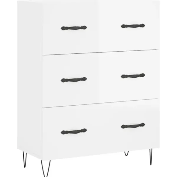 vidaXL Byråer>Skänk vit högglans 69,5x34x90 cm konstruerat trä