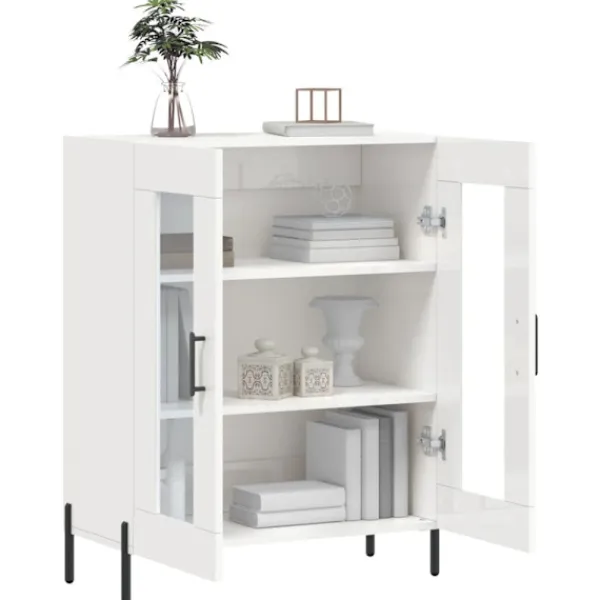 vidaXL Skåp>Skänk vit högglans 69,5x34x90 cm konstruerat trä