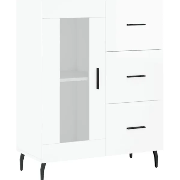 vidaXL Skåp>Skänk vit högglans 69,5x34x90 cm konstruerat trä