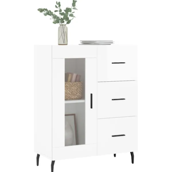 vidaXL Skåp>Skänk vit högglans 69,5x34x90 cm konstruerat trä