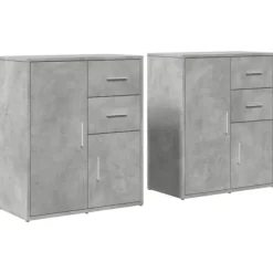 vidaXL Sideboards>Skänkar 2 st betonggrå 60x31x70 cm konstruerat trä