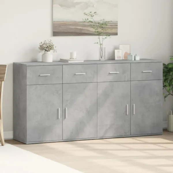 vidaXL Sideboards>Skänkar 2 st betonggrå 79x38x80 cm konstruerat trä
