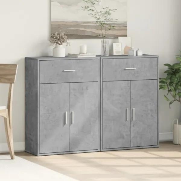 vidaXL Sideboards>Skänkar 2 st betonggrå 60x30x84 cm konstruerat trä