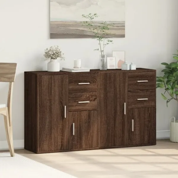 vidaXL Sideboards>Skänkar 2 st brun ek 60x31x70 cm konstruerat trä