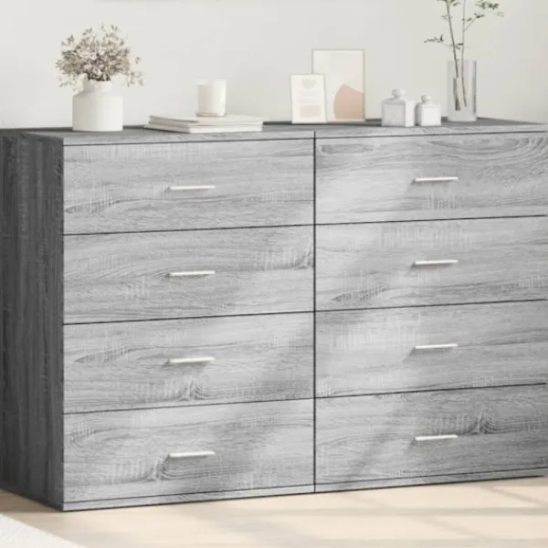 vidaXL Byråer>Skänkar 2 st grå sonoma 60x39x80 cm konstruerat trä