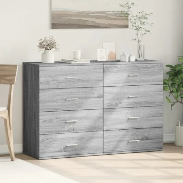 vidaXL Byråer>Skänkar 2 st grå sonoma 60x39x80 cm konstruerat trä