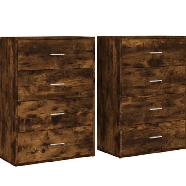 vidaXL Byråer>Skänkar 2 st rökfärgad ek 60x31x84 cm konstruerat trä