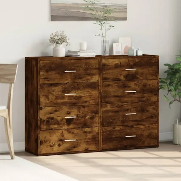 vidaXL Byråer>Skänkar 2 st rökfärgad ek 60x31x84 cm konstruerat trä
