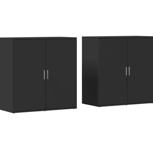 vidaXL Sideboards>Skänkar 2 st svart 79x38x80 cm konstruerat trä