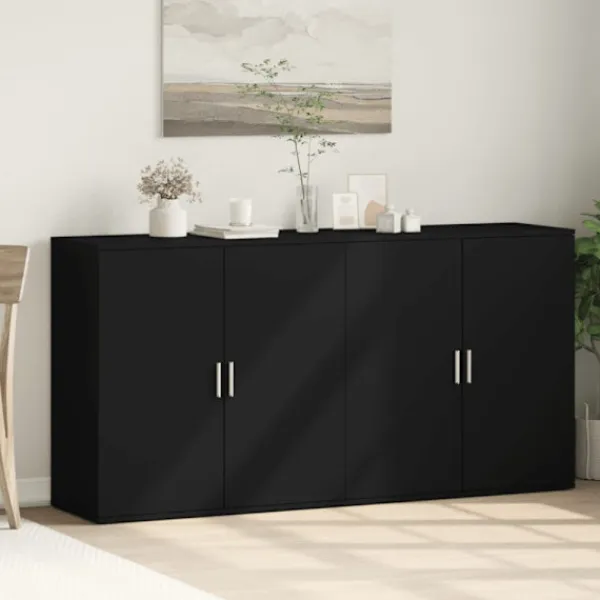 vidaXL Sideboards>Skänkar 2 st svart 79x38x80 cm konstruerat trä